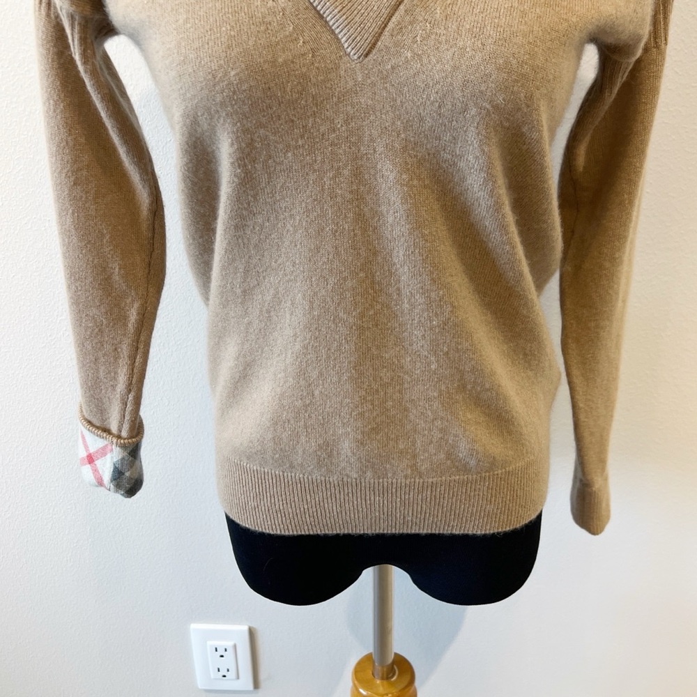 Burberry Brit Plaid Cuff Cashmere Sweater - Picture 7 of 13